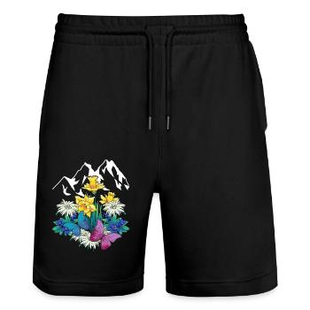 Autriche Tyrol printemps Nature Amoureux de la nature Alm - Short de jogging bio TRAINER Stanley/Stella unisexe - noir - Devant - Nik (191cm) & Marisol (170cm)
