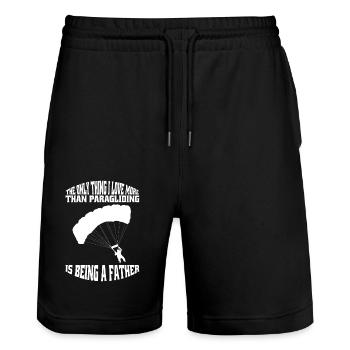 Paragliding Skydiving Father Paragliding - Stanley/Stella Trainer Unisex Organic Jogging Shorts - black - Front - Nik (191cm) & Marisol (170cm)
