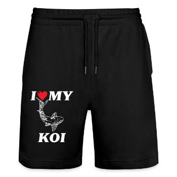 J’adore ma carpe Koi - Short de jogging bio TRAINER Stanley/Stella unisexe - noir - Devant - Nik (191cm) & Marisol (170cm)