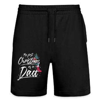 First christmas as a dad - Stanley/Stella Unisex Bio Joggingshorts Trainer  - Schwarz - Vorne - Nik (191cm) & Marisol (170cm)
