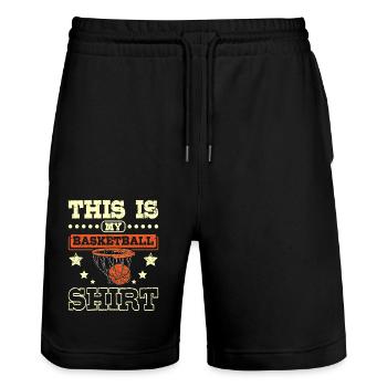 This is my Basketball - Stanley/Stella Trainer Unisex Organic Jogging Shorts - black - Front - Nik (191cm) & Marisol (170cm)