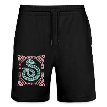 Year of the Serpent, Chinese Horoscope China - Stanley/Stella Trainer Unisex Organic Jogging Shorts - black - Front - Nik (191cm) & Marisol (170cm)