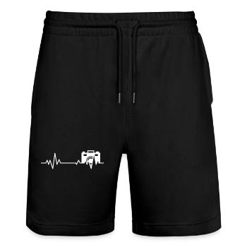 Fotograf Kamera Fotografieren Fotografen lustig - Stanley/Stella Unisex Bio Joggingshorts Trainer  - Schwarz - Vorne - Nik (191cm) & Marisol (170cm)