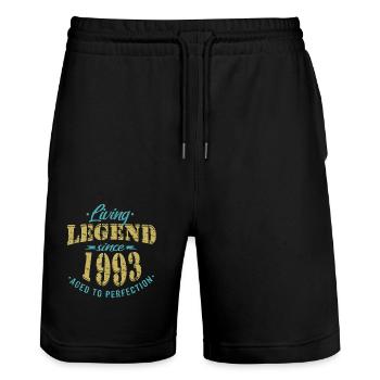 Lebende Legende seit 1993 Geburtstag Modern - Stanley/Stella Unisex Bio Joggingshorts Trainer  - Schwarz - Vorne - Nik (191cm) & Marisol (170cm)