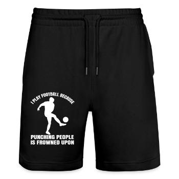 Fußballspieler Fußballer Fußball Fußballtrainer - Stanley/Stella Unisex Bio Joggingshorts Trainer  - Schwarz - Vorne - Nik (191cm) & Marisol (170cm)