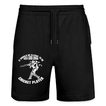 Kricket Cricket Geschenk Team Spruch Kricketfan - Stanley/Stella Unisex Bio Joggingshorts Trainer  - Schwarz - Vorne - Nik (191cm) & Marisol (170cm)