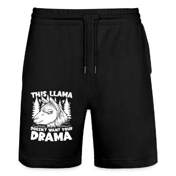 This Llama Don't Need Your Drama für Lama - Stanley/Stella Unisex Bio Joggingshorts Trainer  - Schwarz - Vorne - Nik (191cm) & Marisol (170cm)
