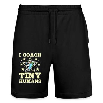 I coach tiny humans Handball - Stanley/Stella Trainer Unisex Organic Jogging Shorts - black - Front - Nik (191cm) & Marisol (170cm)