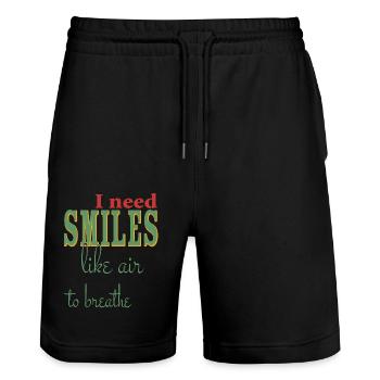 J’ai besoin d’un sourire comme de l’air pour respirer - positif - Short de jogging bio TRAINER Stanley/Stella unisexe - noir - Devant - Nik (191cm) & Marisol (170cm)