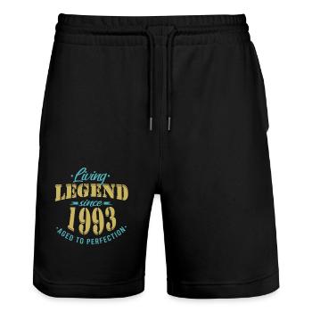Lebende Legende seit 1993 Geburtstag Modern - Stanley/Stella Unisex Bio Joggingshorts Trainer  - Schwarz - Vorne - Nik (191cm) & Marisol (170cm)