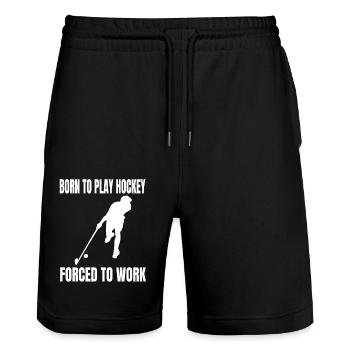 Joueur de hockey cadeau hockey sur gazon hockey hockey floorball - Short de jogging bio TRAINER Stanley/Stella unisexe - noir - Devant - Nik (191cm) & Marisol (170cm)