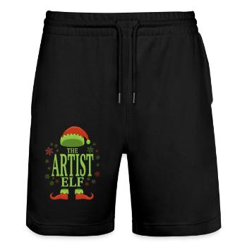 Artiste Elfe de Noël - Short de jogging bio TRAINER Stanley/Stella unisexe - noir - Devant - Nik (191cm) & Marisol (170cm)