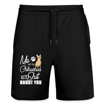 Me and my chihuahua talk abuout you - Stanley/Stella Trainer Unisex Organic Jogging Shorts - black - Front - Nik (191cm) & Marisol (170cm)