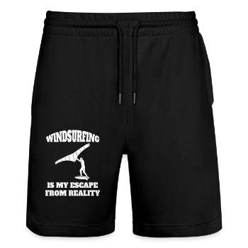 Windsurfing Windsurfer Surfen Kitesurfer Geschenk - Stanley/Stella Unisex Bio Joggingshorts Trainer  - Schwarz - Vorne - Nik (191cm) & Marisol (170cm)