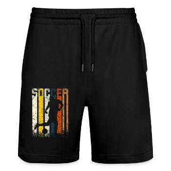 Retro Vintage Soccer - Stanley/Stella Unisex Bio Joggingshorts Trainer  - Schwarz - Vorne - Nik (191cm) & Marisol (170cm)