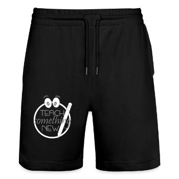 teach something new - Lehre etwas neues - Stanley/Stella Unisex Bio Joggingshorts Trainer  - Schwarz - Vorne - Nik (191cm) & Marisol (170cm)