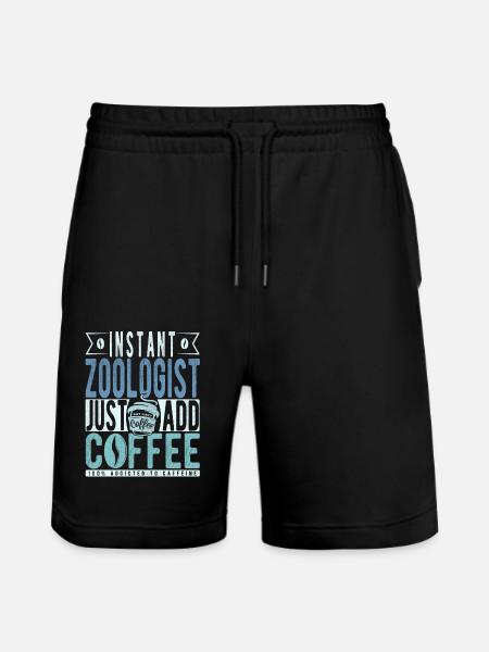 Zoologe Kaffee Spruch - Stanley/Stella Unisex Bio Joggingshorts Trainer - Schwarz