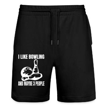 Bowling Bowling Gift Kegel Bowler Bowling ball - Stanley/Stella Trainer Unisex Organic Jogging Shorts - black - Front - Nik (191cm) & Marisol (170cm)