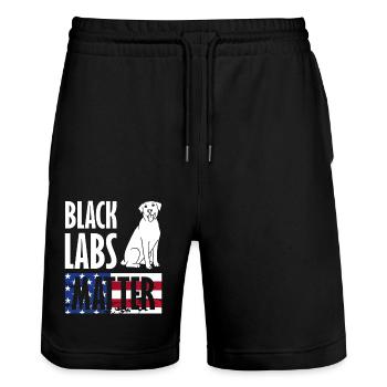 Black Labs Matter 4. Juli Hundeliebhaber - Stanley/Stella Unisex Bio Joggingshorts Trainer  - Schwarz - Vorne - Nik (191cm) & Marisol (170cm)