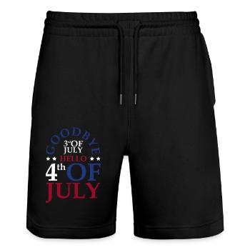 Goodbye July 3rd Hello July 4th, - Stanley/Stella Trainer Unisex Organic Jogging Shorts - black - Front - Nik (191cm) & Marisol (170cm)