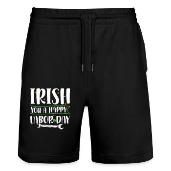 Irlandais Vous Joyeux Fête du Travail Trèfle Vert - Short de jogging bio TRAINER Stanley/Stella unisexe - noir - Devant - Nik (191cm) & Marisol (170cm)