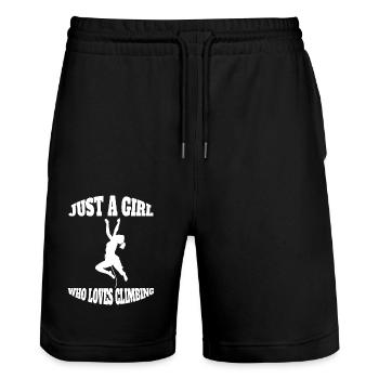 Climbing Mountaineering Girls Hiking Woman Bouldering - Stanley/Stella Trainer Unisex Organic Jogging Shorts - black - Front - Nik (191cm) & Marisol (170cm)