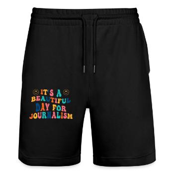 Journalistin Journalismus Geschenk - Stanley/Stella Unisex Bio Joggingshorts Trainer  - Schwarz - Vorne - Nik (191cm) & Marisol (170cm)