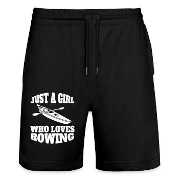 Rowing Rower funny rowing saying rowing club - Stanley/Stella Trainer Unisex Organic Jogging Shorts - black - Front - Nik (191cm) & Marisol (170cm)