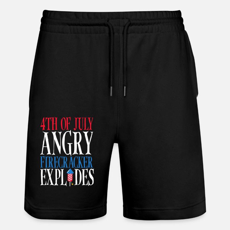 July 4 Angry firecracker explodes - Stanley/Stella Trainer Unisex Organic Jogging Shorts - black