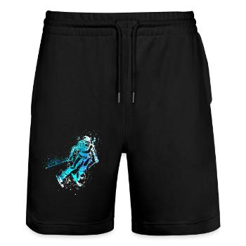 Splash Art Winter Sports Skiing Ski Skis - Stanley/Stella Trainer Unisex Organic Jogging Shorts - black - Front - Nik (191cm) & Marisol (170cm)