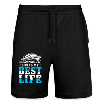 Captain Boat Inspirational Quote - Stanley/Stella Trainer Unisex Organic Jogging Shorts - black - Front - Nik (191cm) & Marisol (170cm)