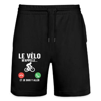 Le vélo m'appelle - Short de jogging bio TRAINER Stanley/Stella unisexe - noir - Devant - Nik (191cm) & Marisol (170cm)
