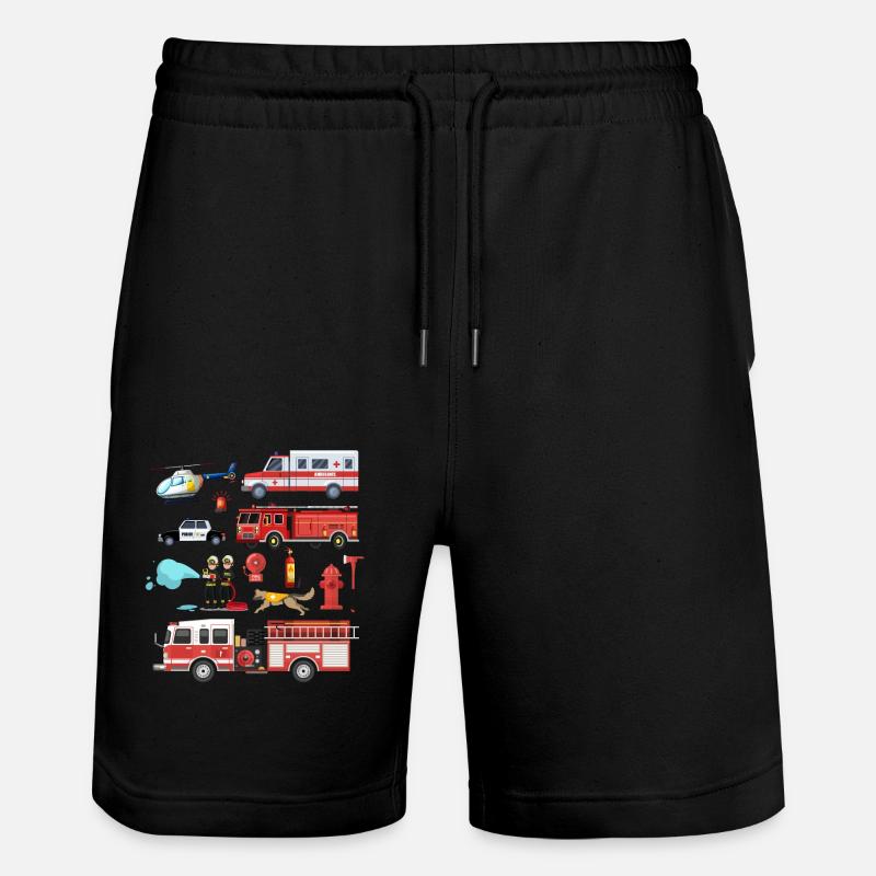 Fire Engine Rescue Firefighter Firefighter - Stanley/Stella Trainer Unisex Organic Jogging Shorts - black