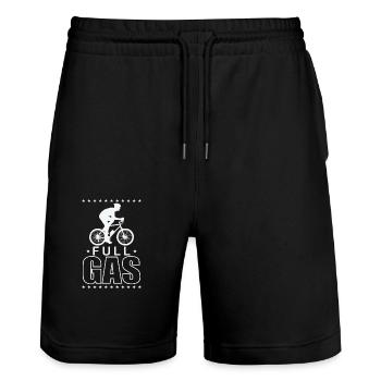 Full Gas Cycling Fitness Sports - Short de jogging bio TRAINER Stanley/Stella unisexe - noir - Devant - Nik (191cm) & Marisol (170cm)