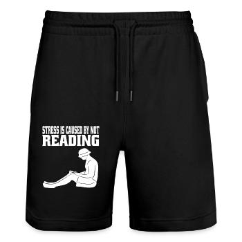 Reading Books Gift Book Readers Book Lovers - Stanley/Stella Trainer Unisex Organic Jogging Shorts - black - Front - Nik (191cm) & Marisol (170cm)