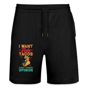 Fisch Tacos - Stanley/Stella Unisex Bio Joggingshorts Trainer  - Schwarz - Vorne - Nik (191cm) & Marisol (170cm)