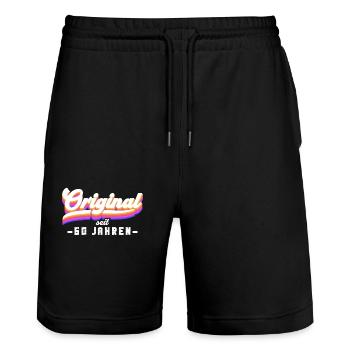 Original seit 60 Jahren 60 Jahre 60 Geburtstag - Stanley/Stella Unisex Bio Joggingshorts Trainer  - Schwarz - Vorne - Nik (191cm) & Marisol (170cm)