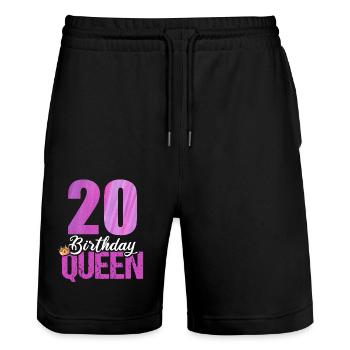 20 Years Old 20 Birthday Birthday Queen - Stanley/Stella Trainer Unisex Organic Jogging Shorts - black - Front - Nik (191cm) & Marisol (170cm)