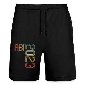 Abitur Gymnasium Femmes et Hommes Abi 2023 - Short de jogging bio TRAINER Stanley/Stella unisexe - noir - Devant - Nik (191cm) & Marisol (170cm)