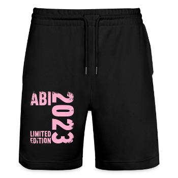 Abitur Gymnasium Femmes et Hommes Abi 2023 - Short de jogging bio TRAINER Stanley/Stella unisexe - noir - Devant - Nik (191cm) & Marisol (170cm)
