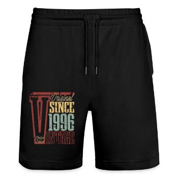 1996 Anniversaire Année de naissance Année de construction Vintage Rétro - Short de jogging bio TRAINER Stanley/Stella unisexe - noir - Devant - Nik (191cm) & Marisol (170cm)