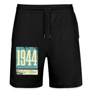 1944 Naissance Anniversaire Année de naissance - Short de jogging bio TRAINER Stanley/Stella unisexe - noir - Devant - Nik (191cm) & Marisol (170cm)