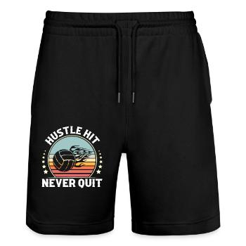 Volleyball - Stanley/Stella Trainer Unisex Organic Jogging Shorts - black - Front - Nik (191cm) & Marisol (170cm)