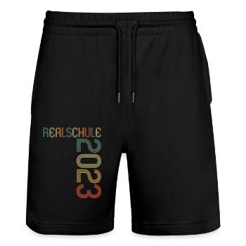 Realschule bestanden Realschulabschluss 2023 - Stanley/Stella Unisex Bio Joggingshorts Trainer  - Schwarz - Vorne - Nik (191cm) & Marisol (170cm)