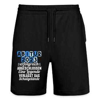 Eine echte Legende verlässt Gelände Abi 2023 - Stanley/Stella Unisex Bio Joggingshorts Trainer  - Schwarz - Vorne - Nik (191cm) & Marisol (170cm)