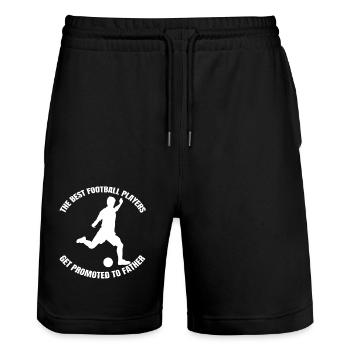 Fußball Vater Fußballtrainer Fußballspieler Papa - Stanley/Stella Unisex Bio Joggingshorts Trainer  - Schwarz - Vorne - Nik (191cm) & Marisol (170cm)