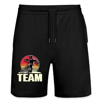 Équipe de handball handballeur - Short de jogging bio TRAINER Stanley/Stella unisexe - noir - Devant - Nik (191cm) & Marisol (170cm)