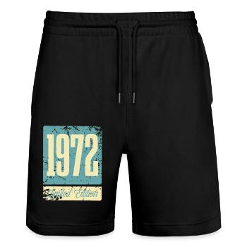 1972 Anniversaire de naissance Année de naissance - Short de jogging bio TRAINER Stanley/Stella unisexe - noir - Devant - Nik (191cm) & Marisol (170cm)
