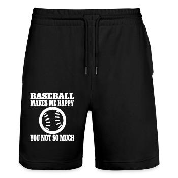 Baseball Geschenk Baseballliebhaber Baseballspiel - Stanley/Stella Unisex Bio Joggingshorts Trainer  - Schwarz - Vorne - Nik (191cm) & Marisol (170cm)