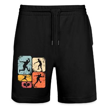 Ping-pong - Short de jogging bio TRAINER Stanley/Stella unisexe - noir - Devant - Nik (191cm) & Marisol (170cm)